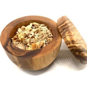 Duft-Dose aus Olivenholz mit Deckel