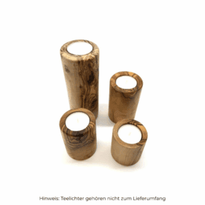 Teelichthalter Turm im 4er Set aus Olivenholz
