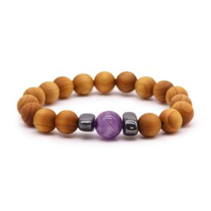 Armband aus Zedernholz mit Amethyst