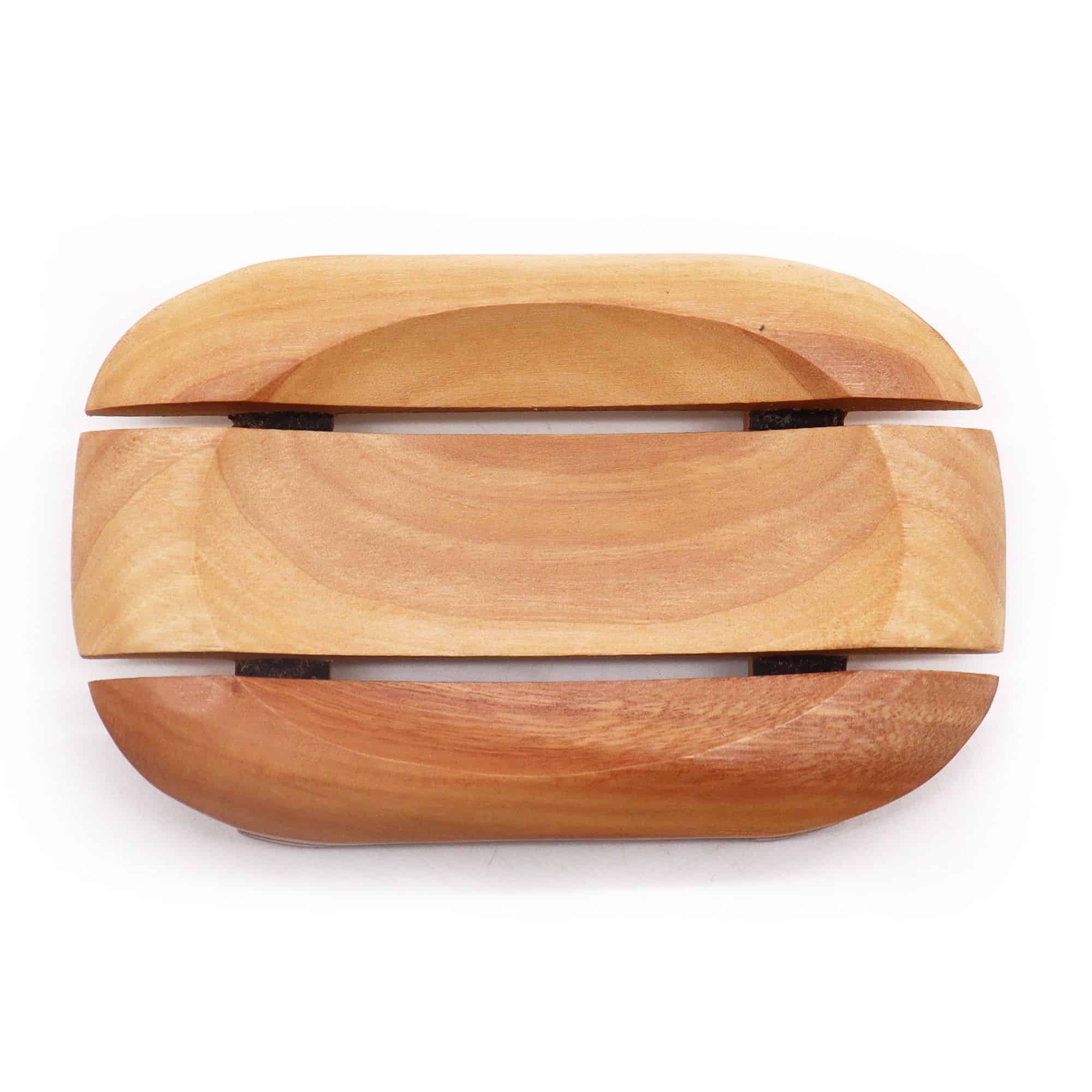 Seifenschale OVAL mit Füßen aus dem Holz des Breiapfelbaums – Bild 2