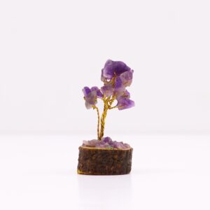 Mini-Edelsteinbaum auf Orgonitbasis – Amethyst (15 Steine)