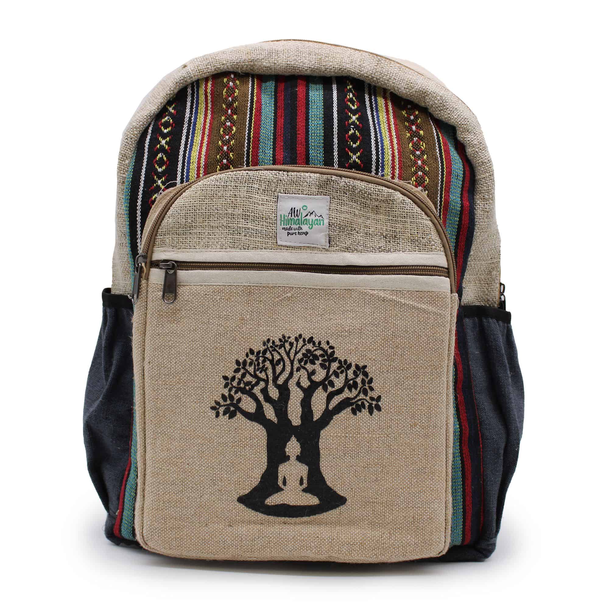 Großer Hanf-Rucksack – Bodhi-Baum-Design – Bild 3