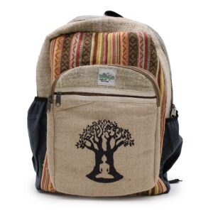 Großer Hanf-Rucksack – Bodhi-Baum-Design