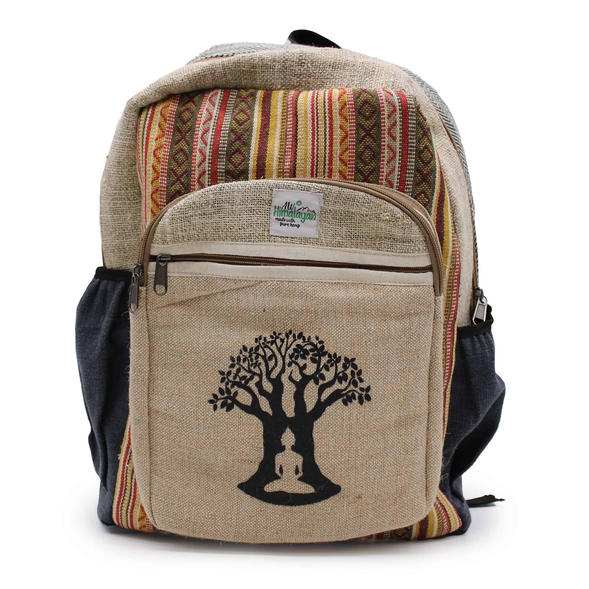 Großer Hanf-Rucksack – Bodhi-Baum-Design