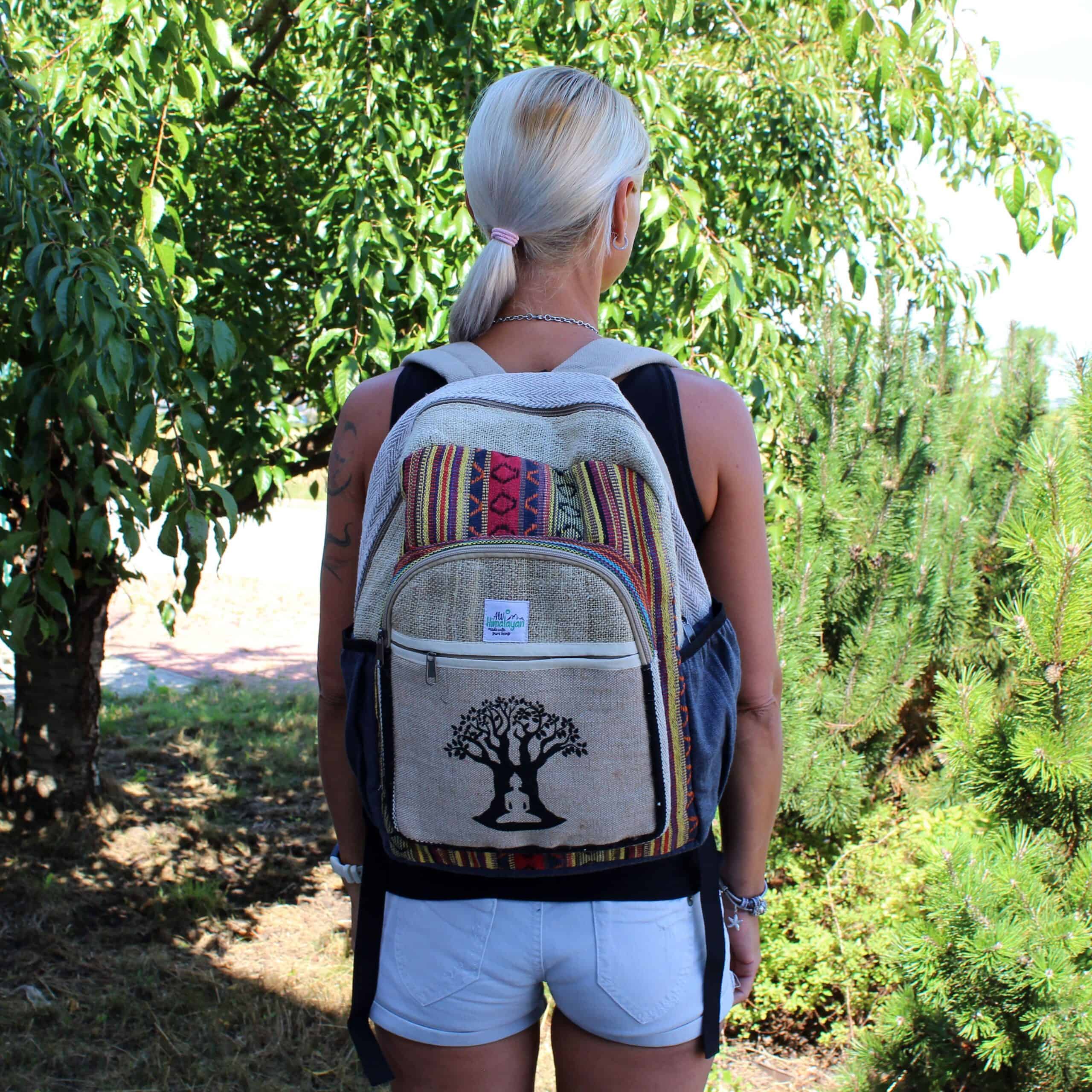 Großer Hanf-Rucksack – Bodhi-Baum-Design – Bild 2
